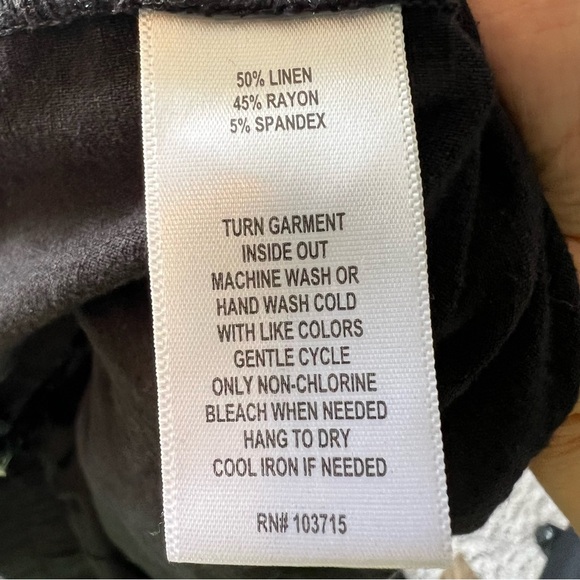 Rachel Zoe Pull On Cropped Pants Linen Blend Sz 12 Black Utility Boho casual - Picture 11 of 11